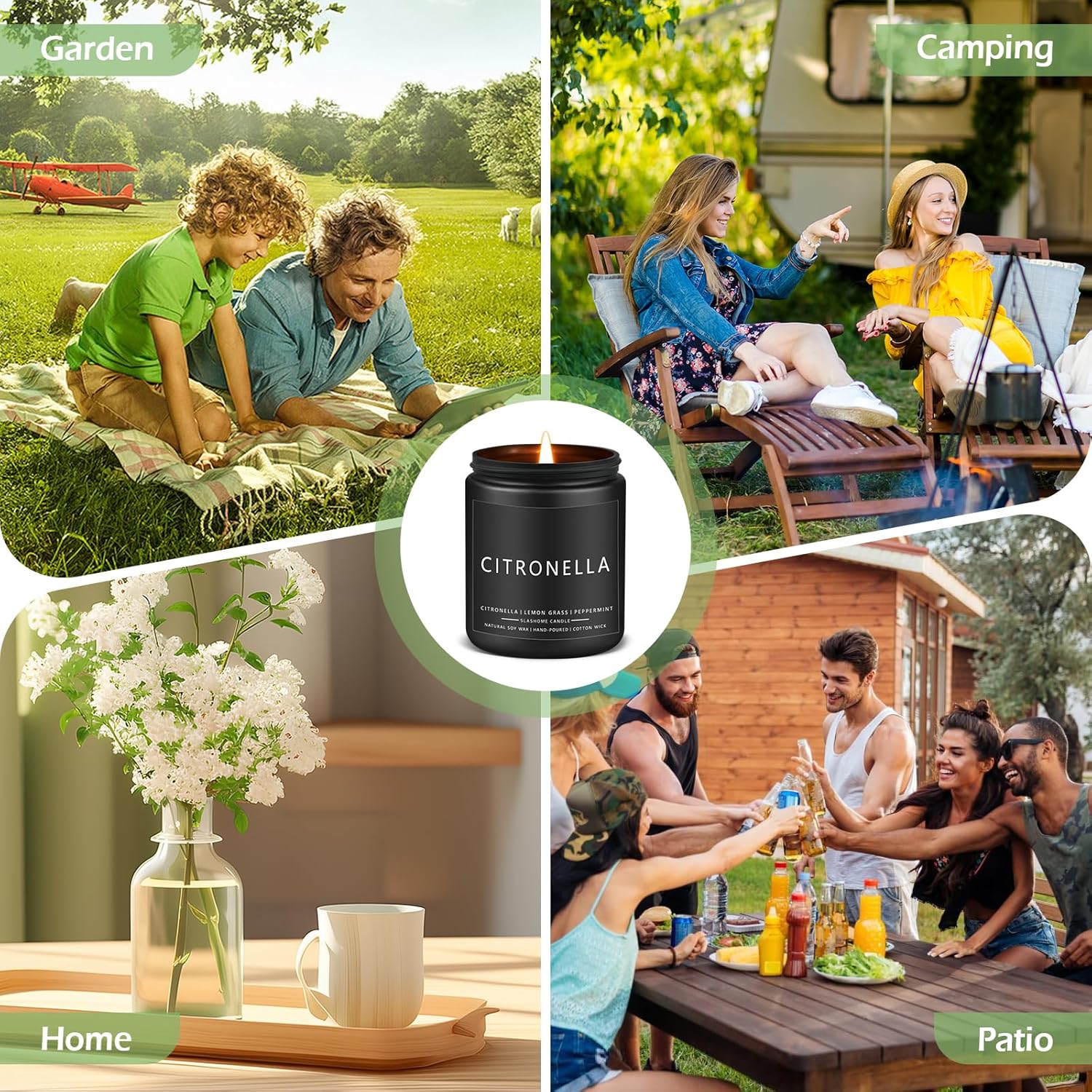 Citronella Scented Soy Jar Candle 7oz for Outdoor and Home Use