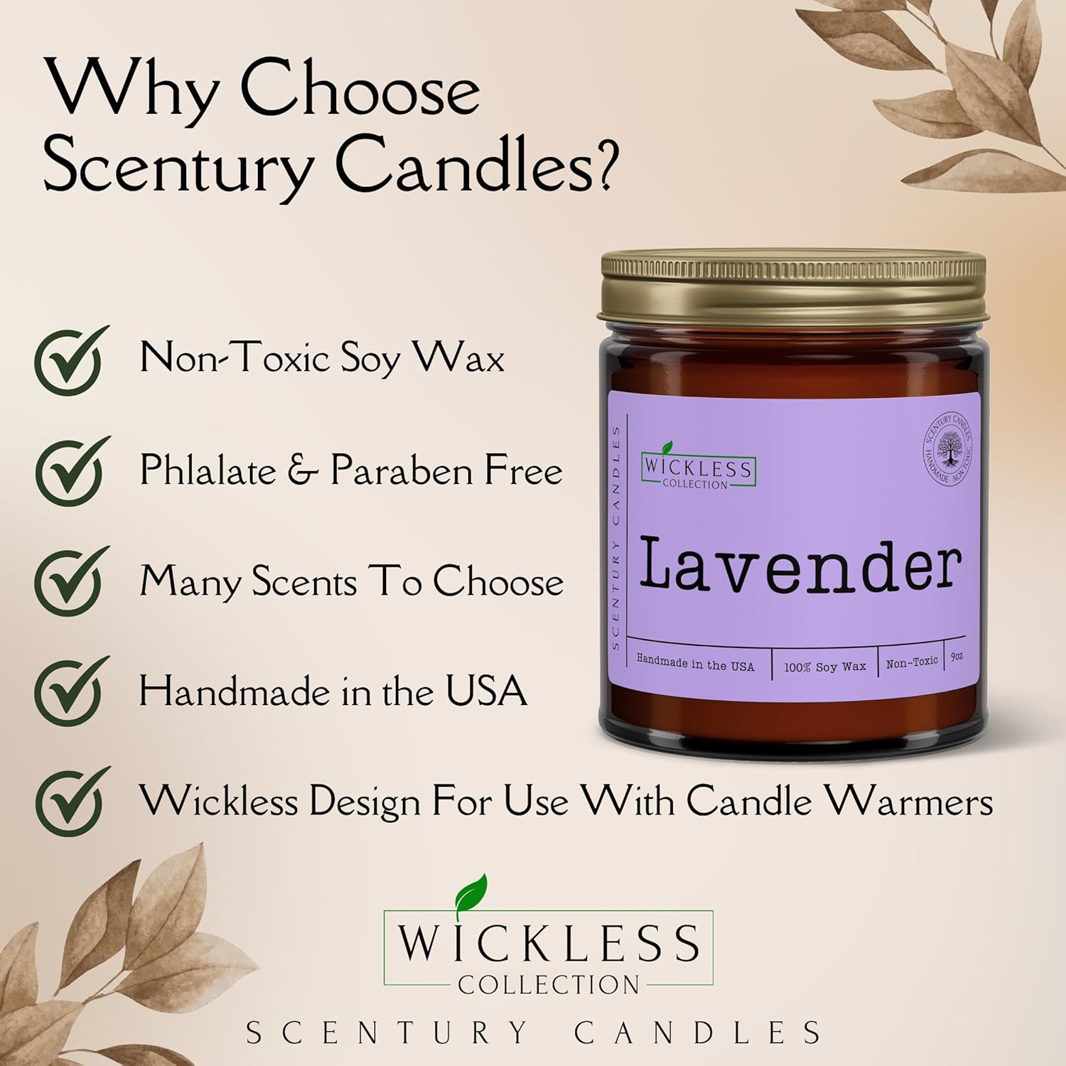 Scentury Wickless Candles for Candle Warmer Lamp White Oak Vanilla Clear