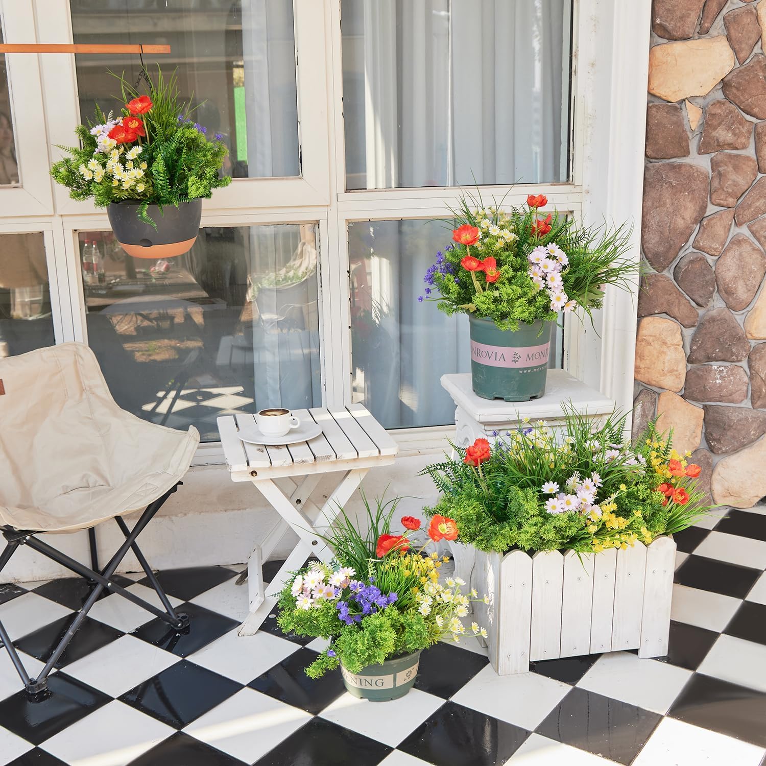 23Pcs UV Resistant Artificial Boxwood Plants for Home and Garden Decor