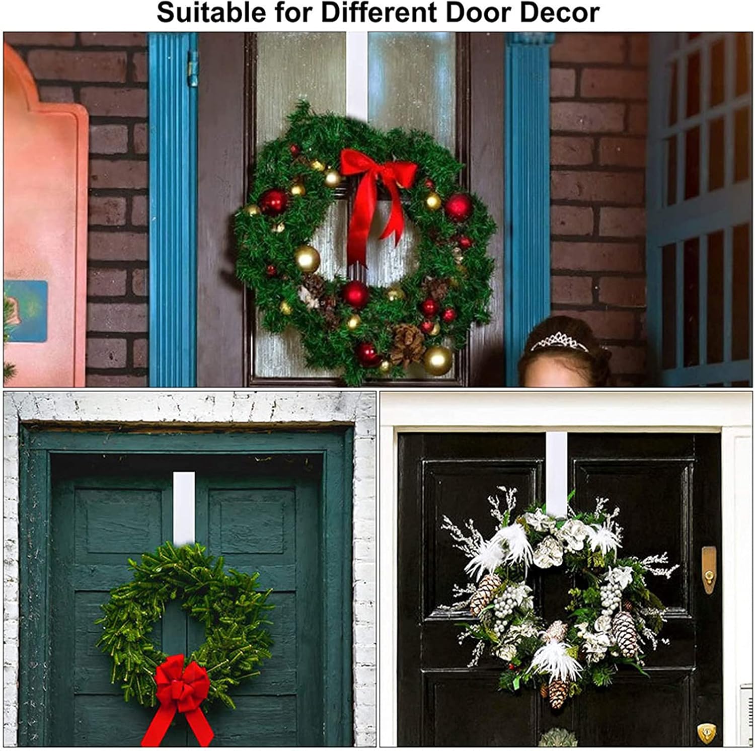 5 Inch Metal Wreath Door Hanger White