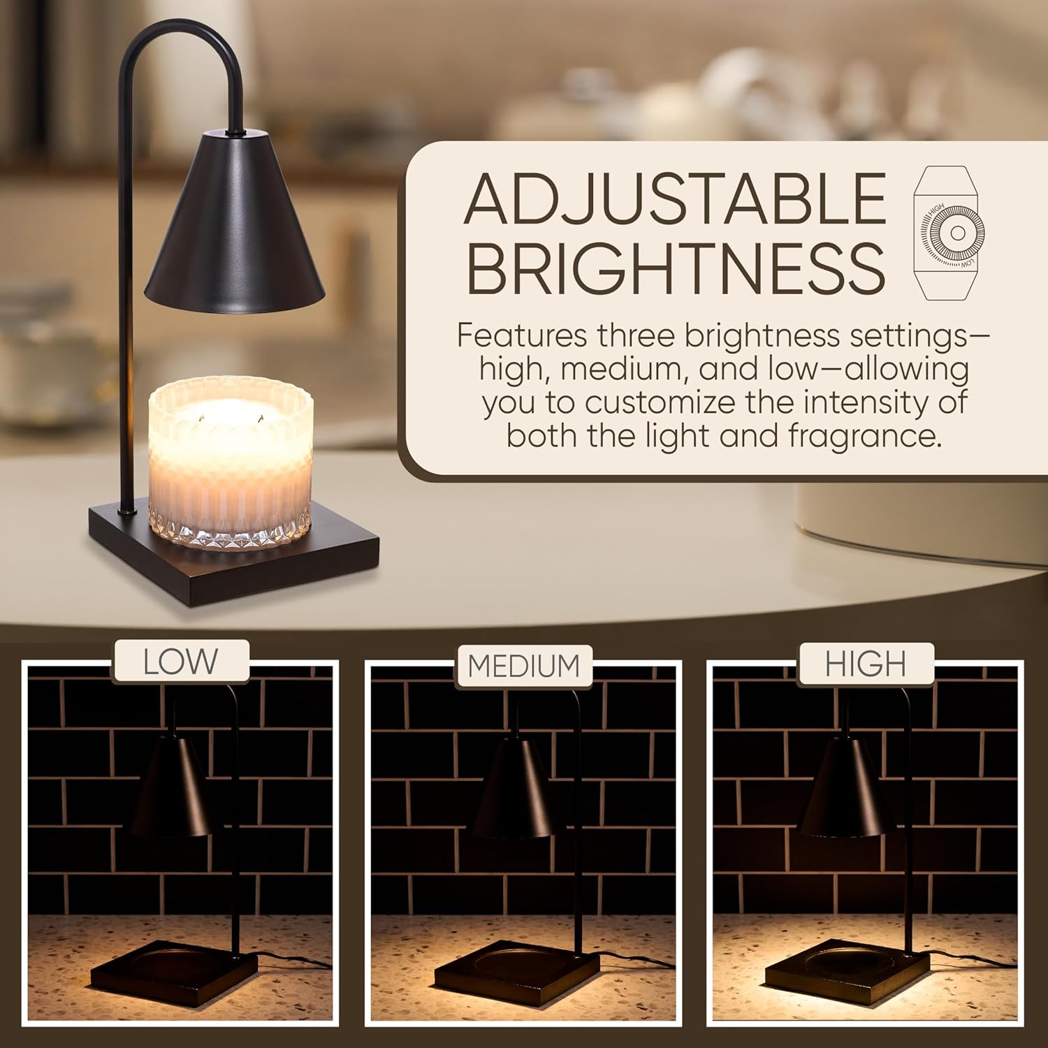 Sheffield Home Glass Candle Warmer Lamp Black Iron Flameless 13 Inch