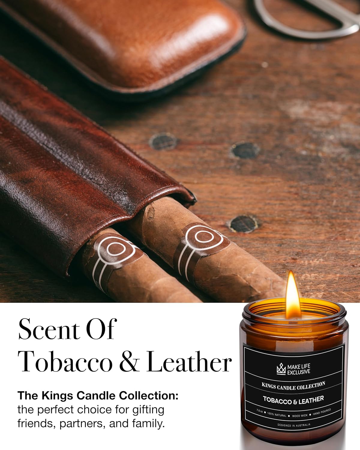 Tobacco Leather Scented Jar Candle for Men