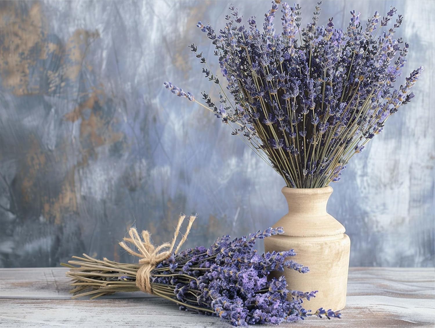 Dried Lavender Bouquet 4 Bunches 15-17 Inch Aromatherapy Decor