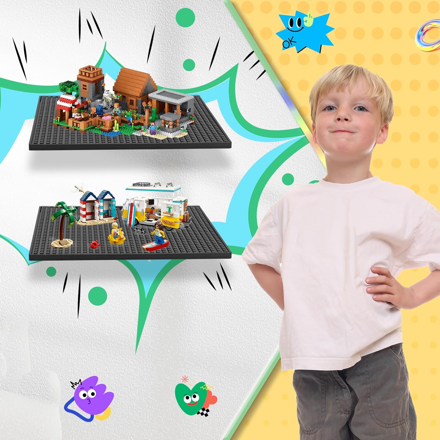 2 Pack Floating Shelves for Lego and Toy Blocks Display