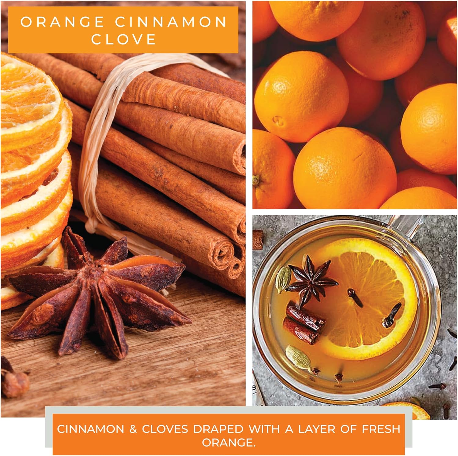 A Cheerful Giver Orange Cinnamon Clove 34oz Candle Jar with Lid