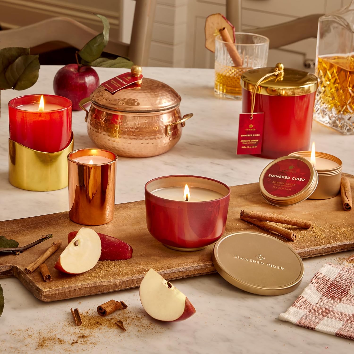 Thymes Simmered Cider Candle Tin with Lid 65 oz