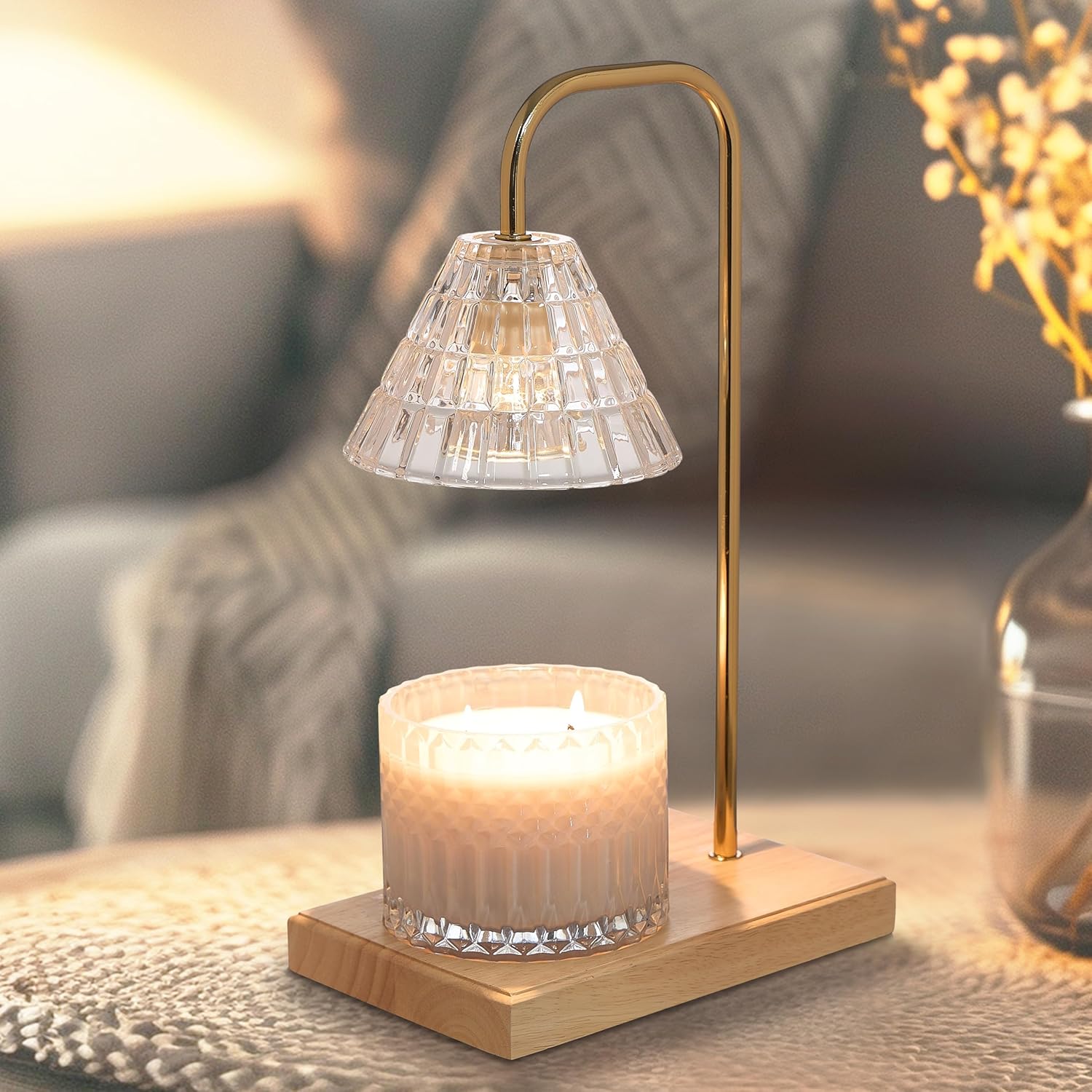 Sheffield Home Glass Candle Warmer Lamp - 12x8 Natural Cone Shape