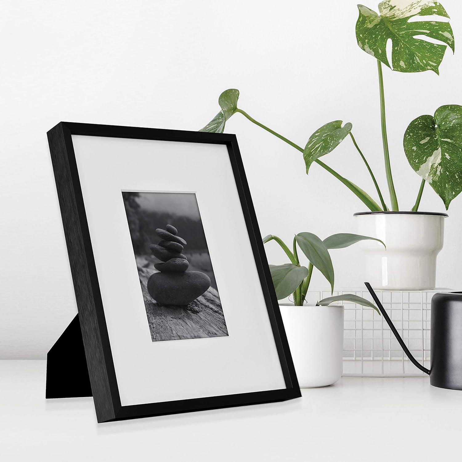 MCS Foundry Metal 8x10 Picture Frame with Hinge Easel Back - Black