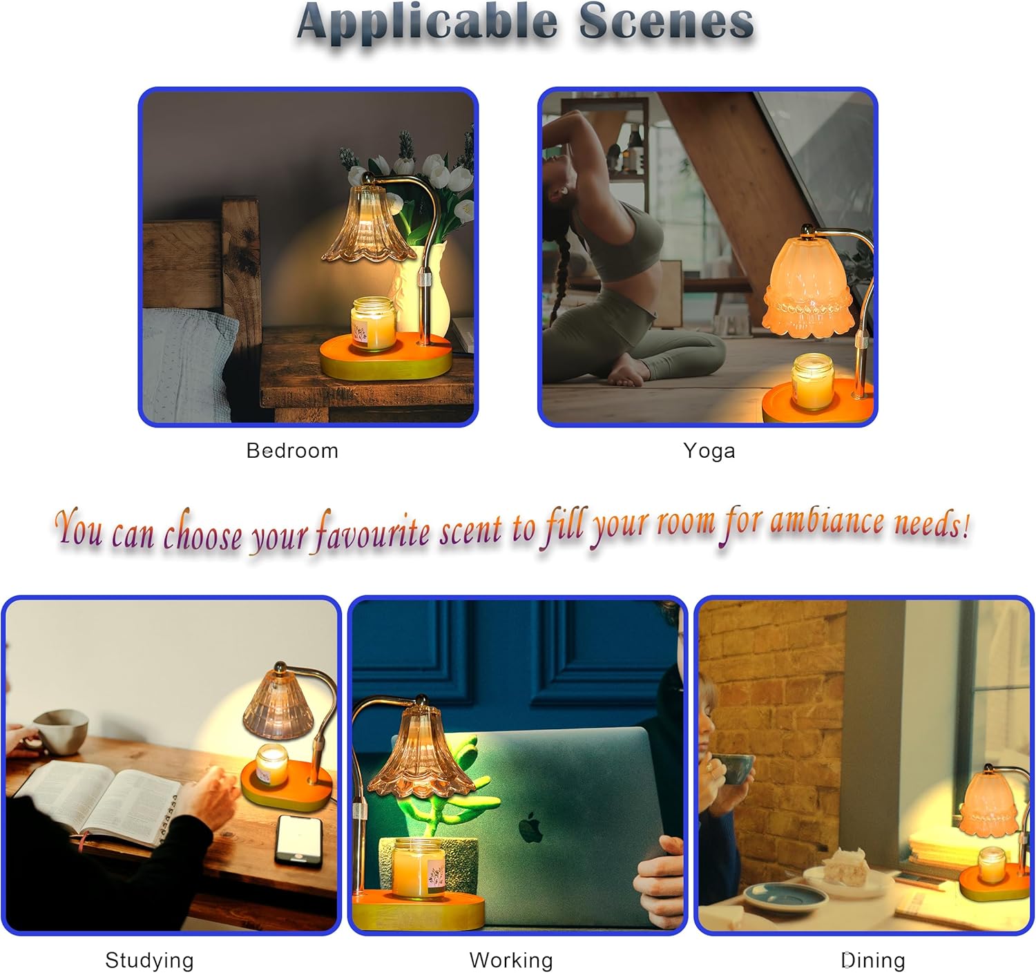 Fragrance Candle Warmer Lamp with Timer Dimmer and Adjustable Height