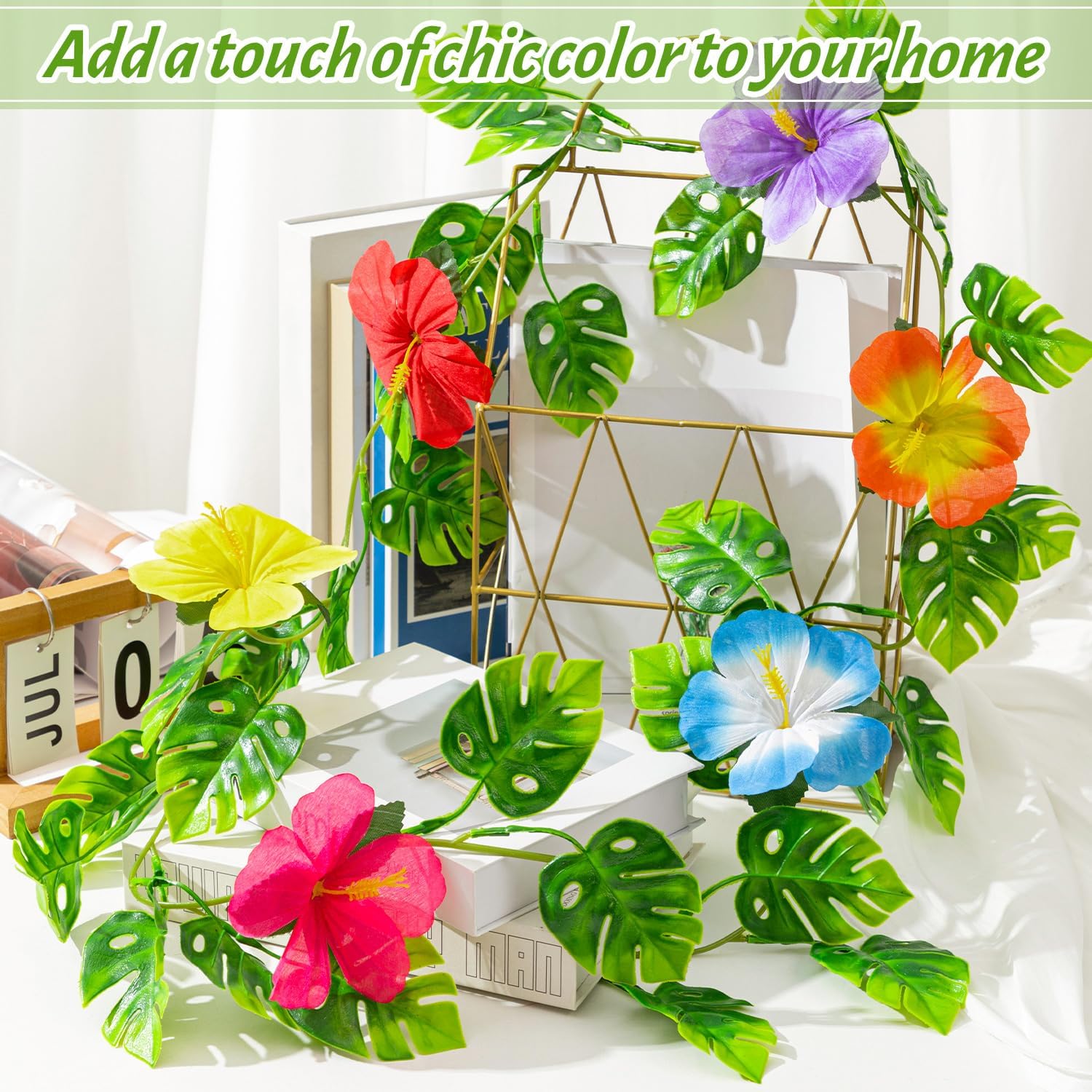4 pcs Artificial Monstera Leaf Vines 59 FT Hanging Plants Garland