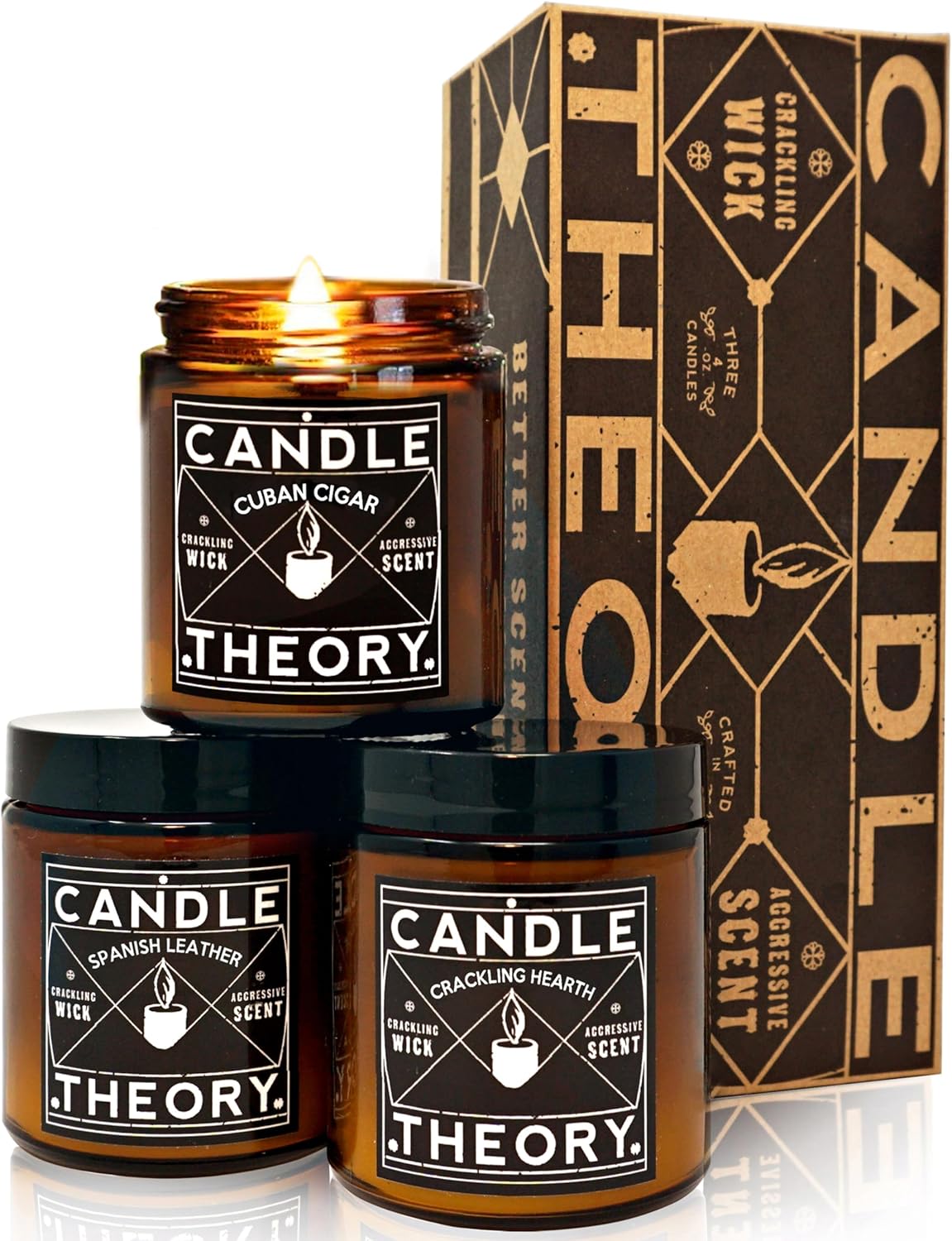 Candle Theory 3-Piece Scented Candle Set for Man Cave Decor