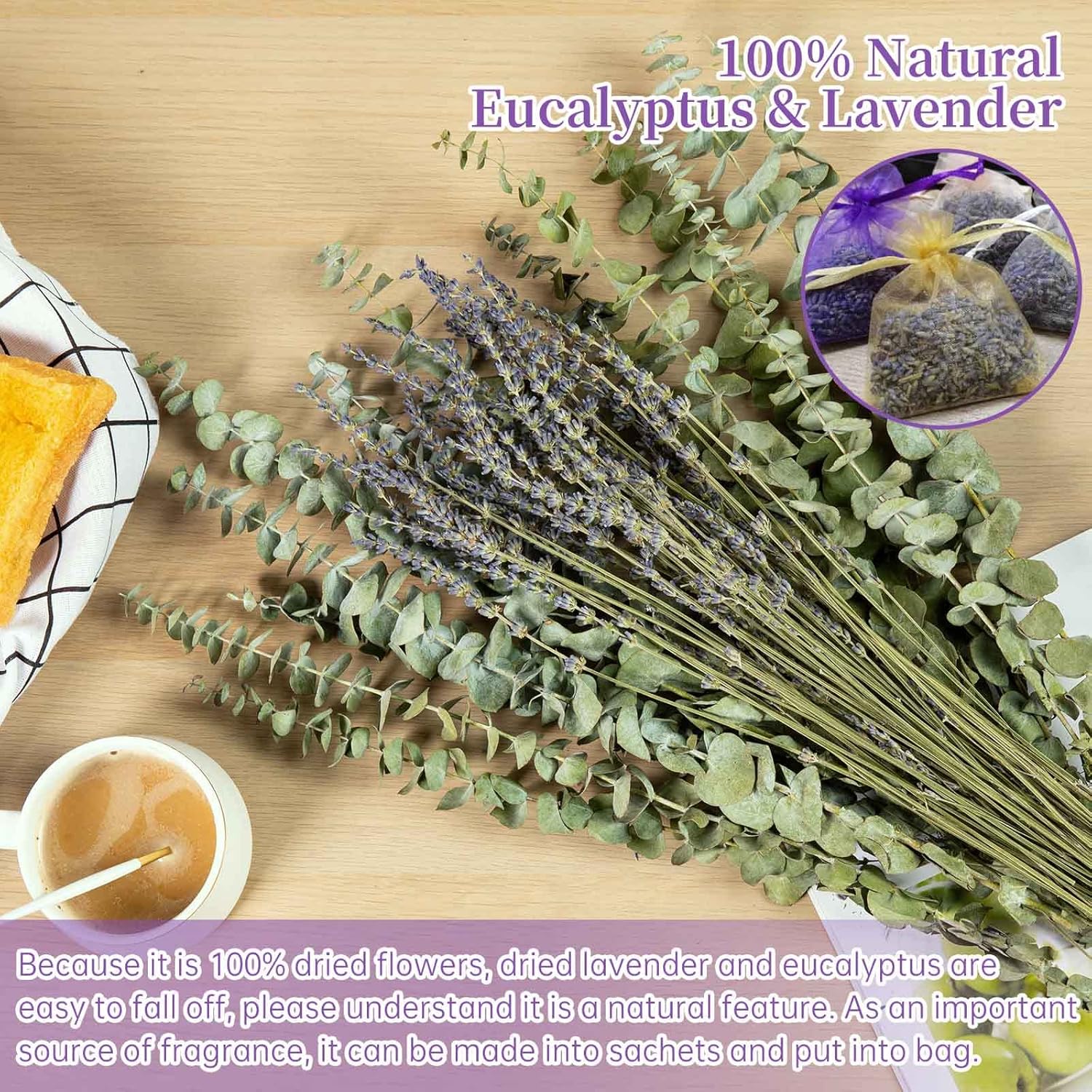 115 PCS Dried Eucalyptus Lavender Bundle for Spa Bathroom Decor