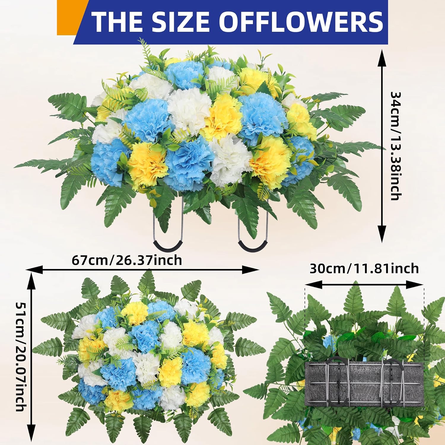 Artificial Cemetery Flowers Decorative Set with Stand and Bouquet