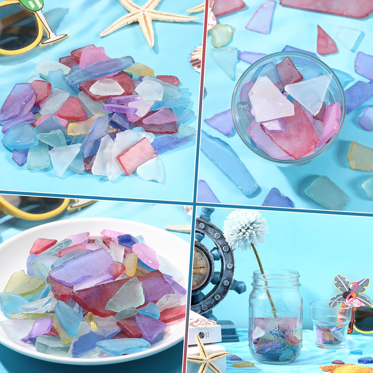 Jetec Multicolor Sea Glass Vase Filler Decor