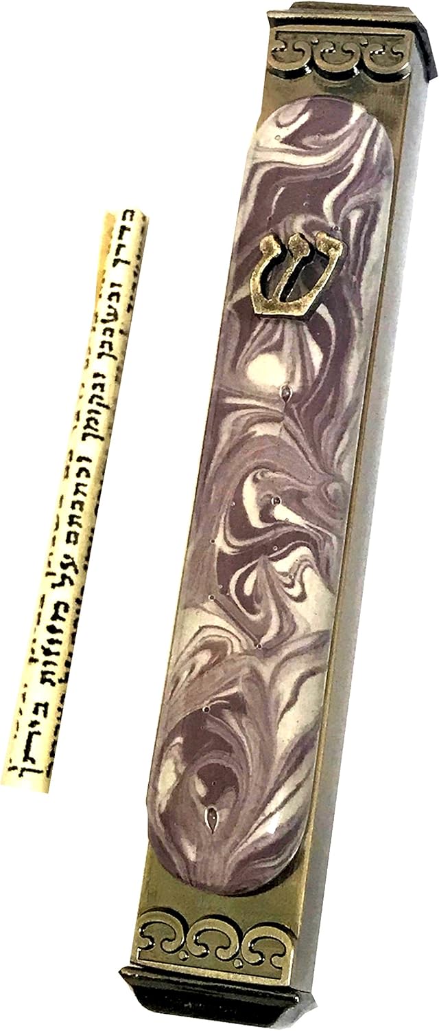 Tamara Baskin Art Glass Mezuzah Easy Mount Grape