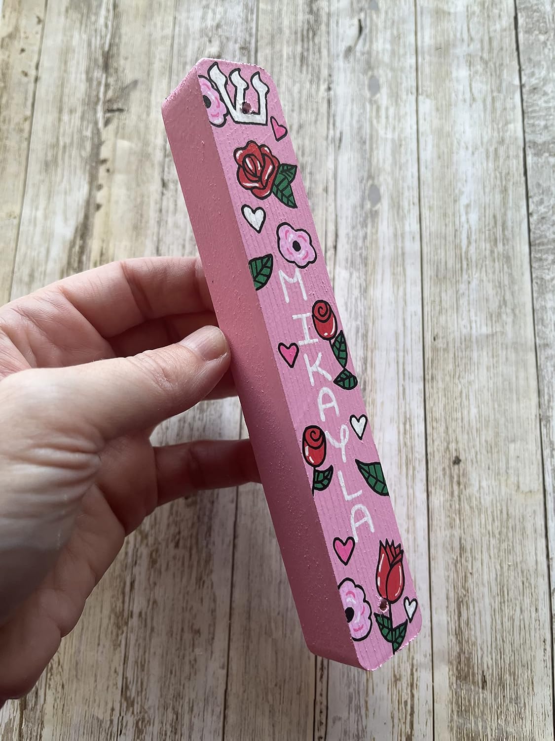Roses and Hearts Mezuzah Scroll Case