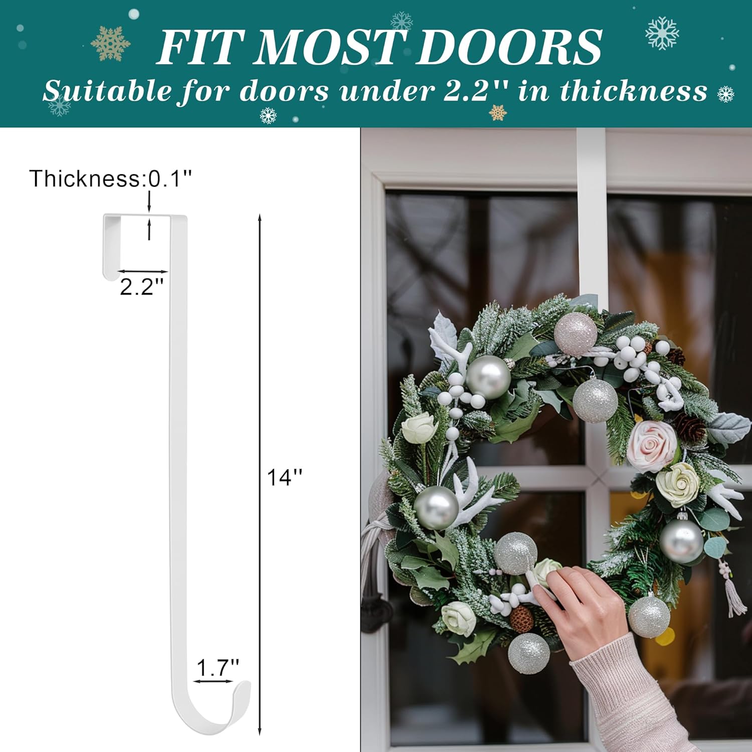 HOOSUN 14 Inch Metal Wreath Door Hanger for Halloween and Christmas