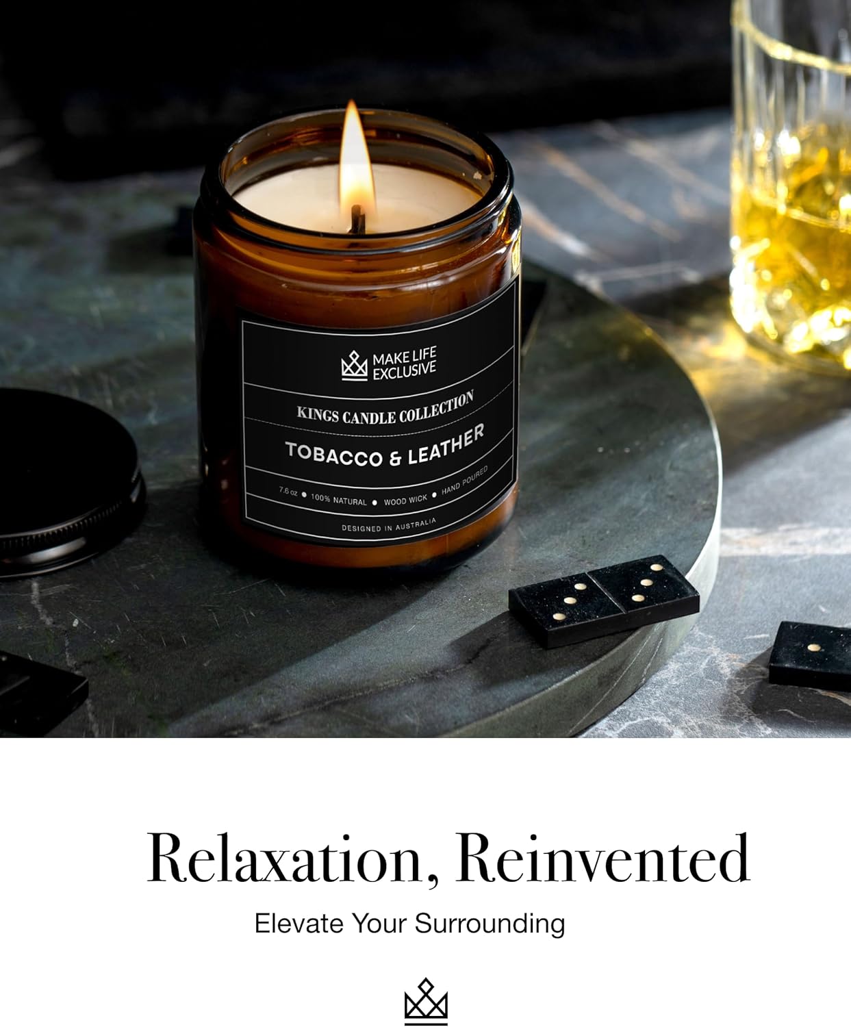 Tobacco Leather Scented Jar Candle for Men