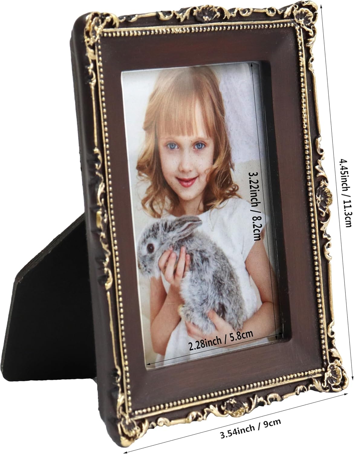 Hymmah Mini Wallet Picture Frame Ornate Resin Easel Hook Display