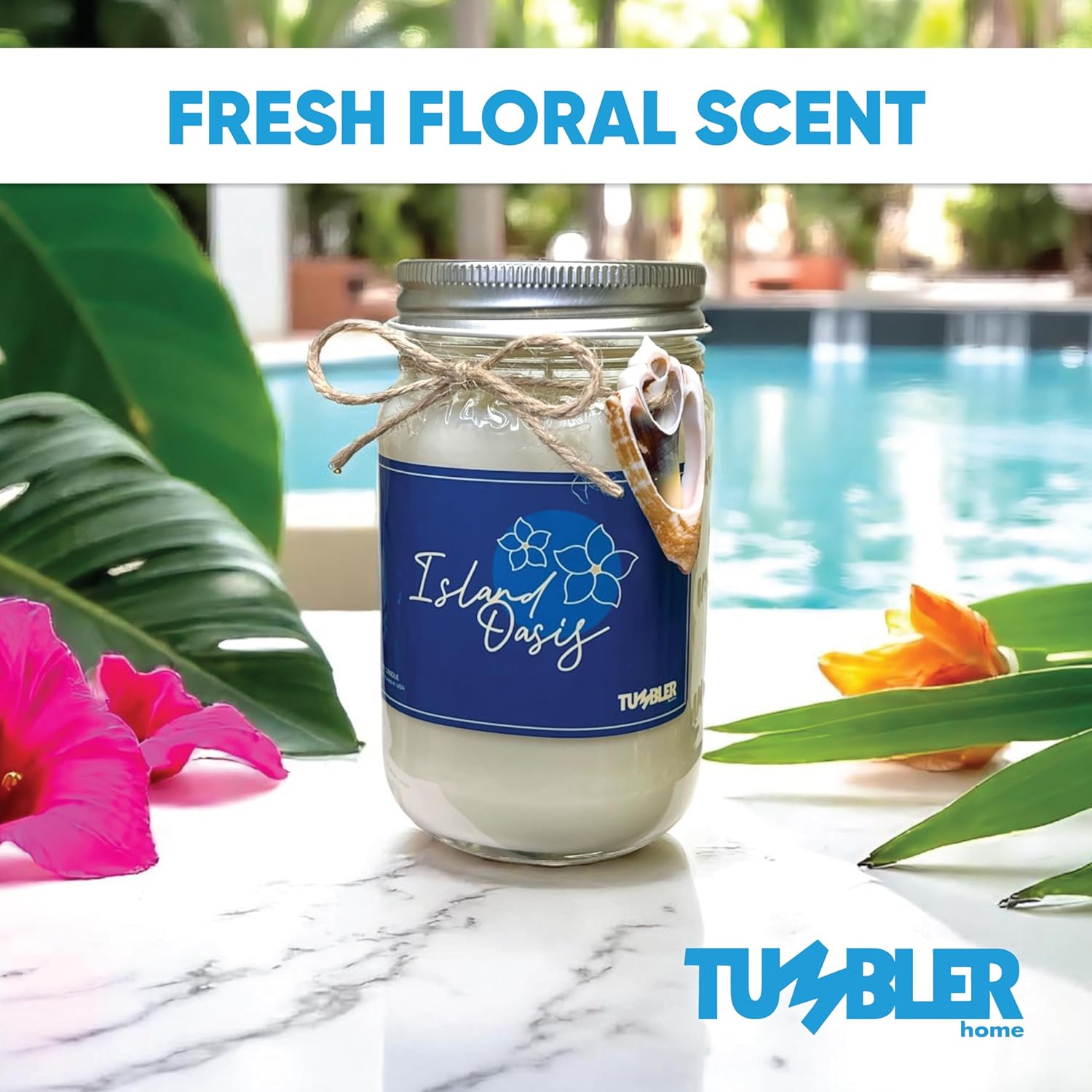 Tumbler Home Beach Candle with Real Shell