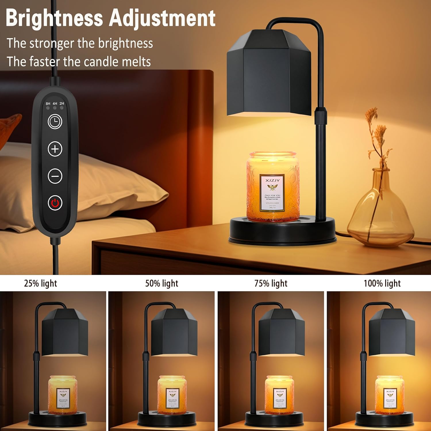 XJZJY Candle Warmer Lamp with Timer Dimmer Black