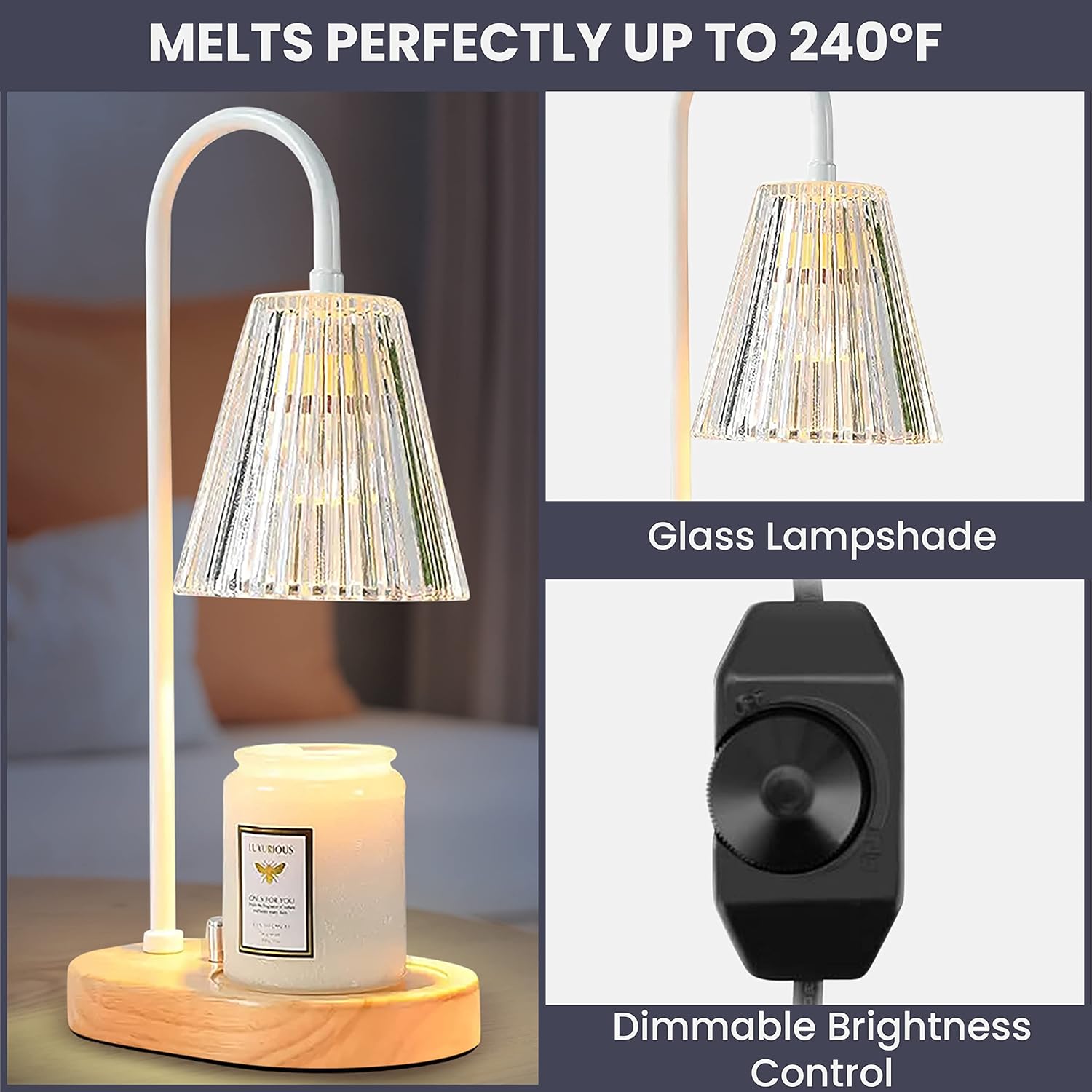 Candle Warmer Lamp with 2 Bulbs for Safe Candle Use at Home or Office