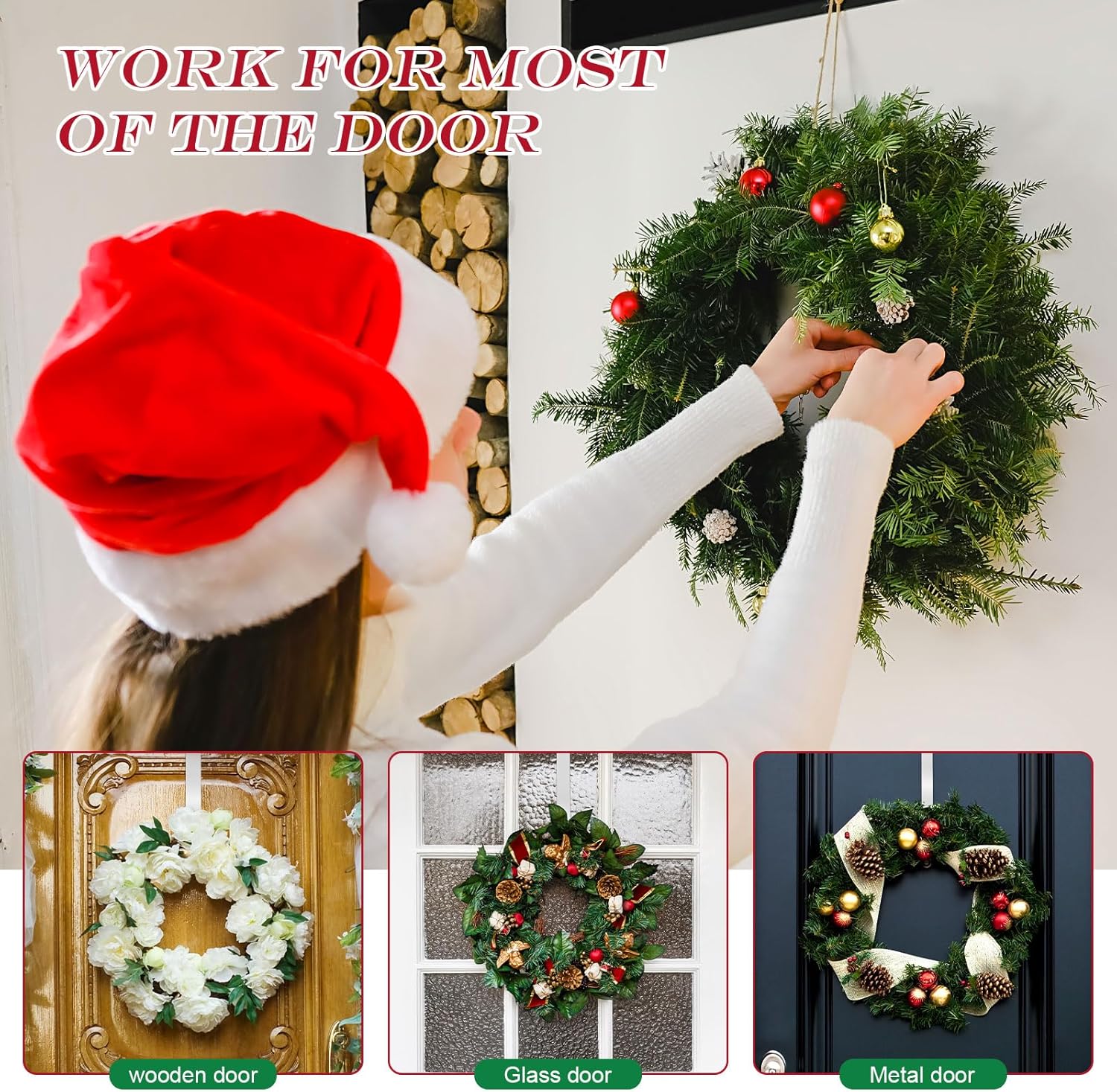 2 PCS Ultra Thin Wreath Hanger for Front Door