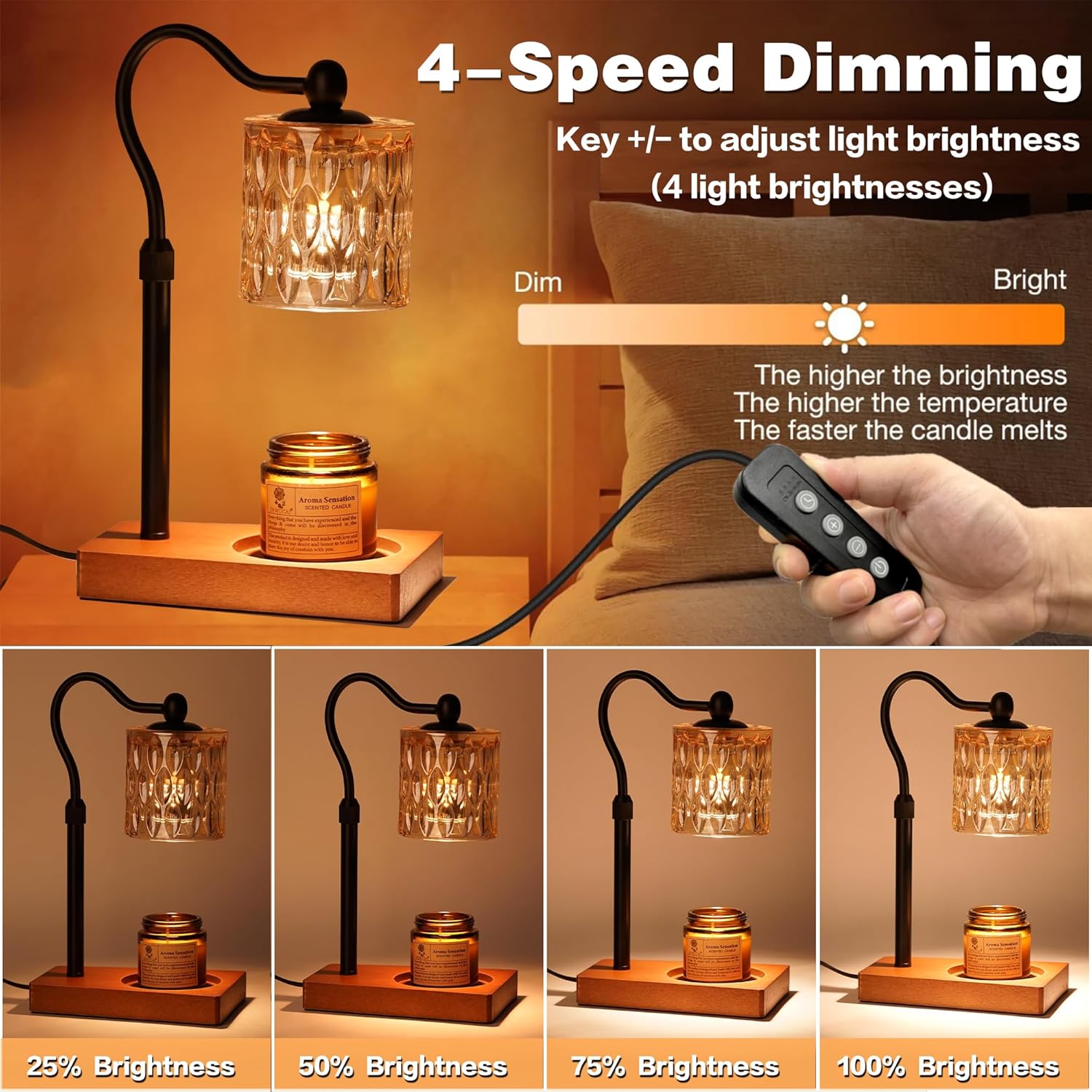 Candle Warmer Lamp With Timer and Adjustable Height