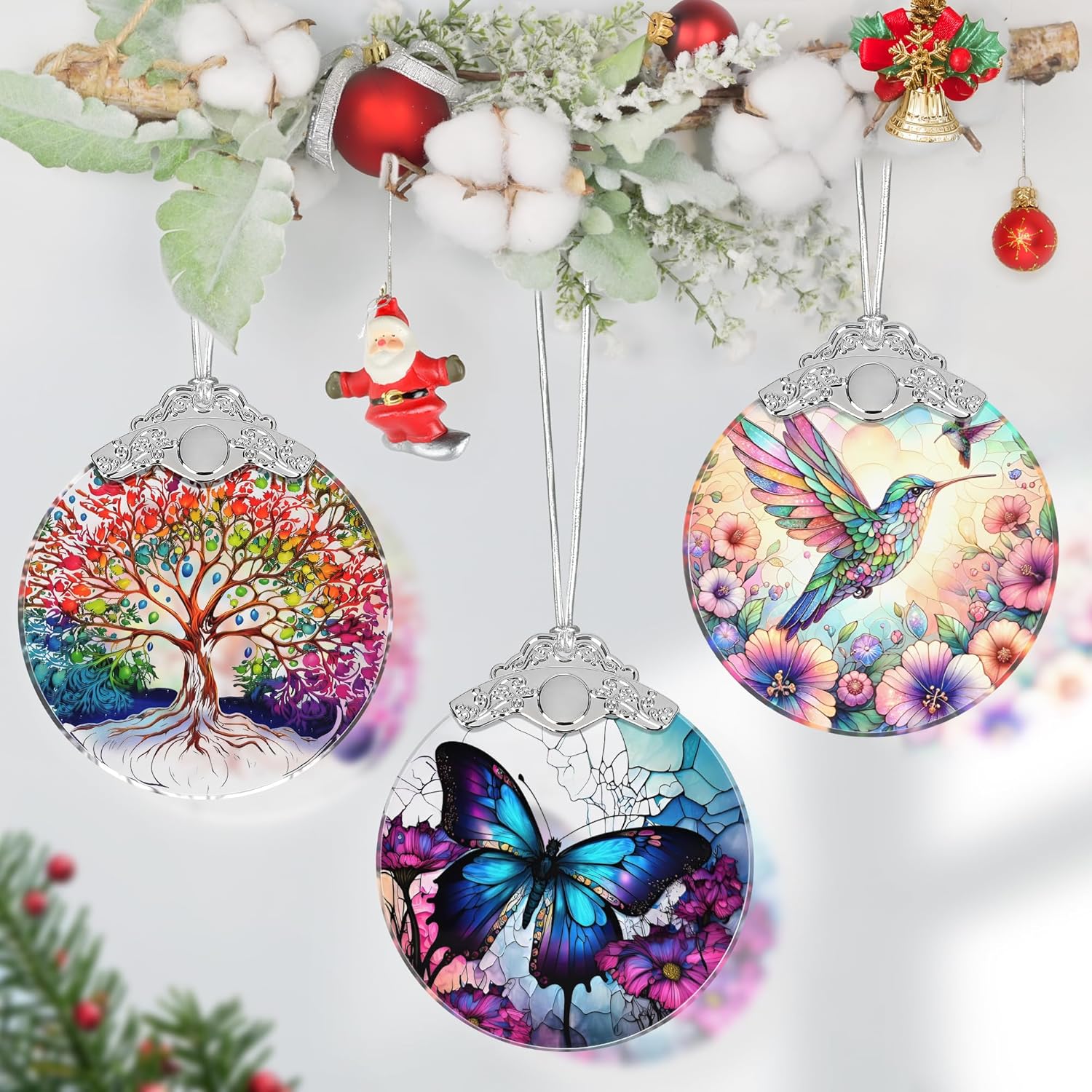 Stained Glass Butterfly Christmas Tree Ornament