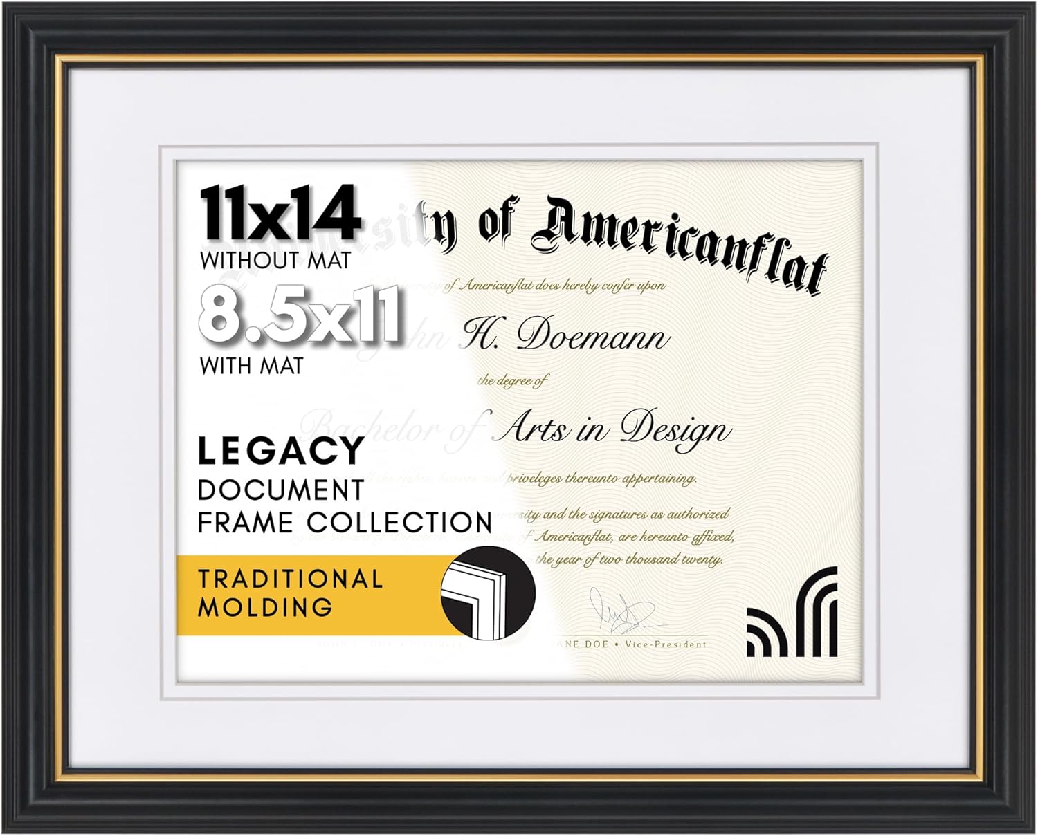 Americanflat Ornate Diploma Frame in Black
