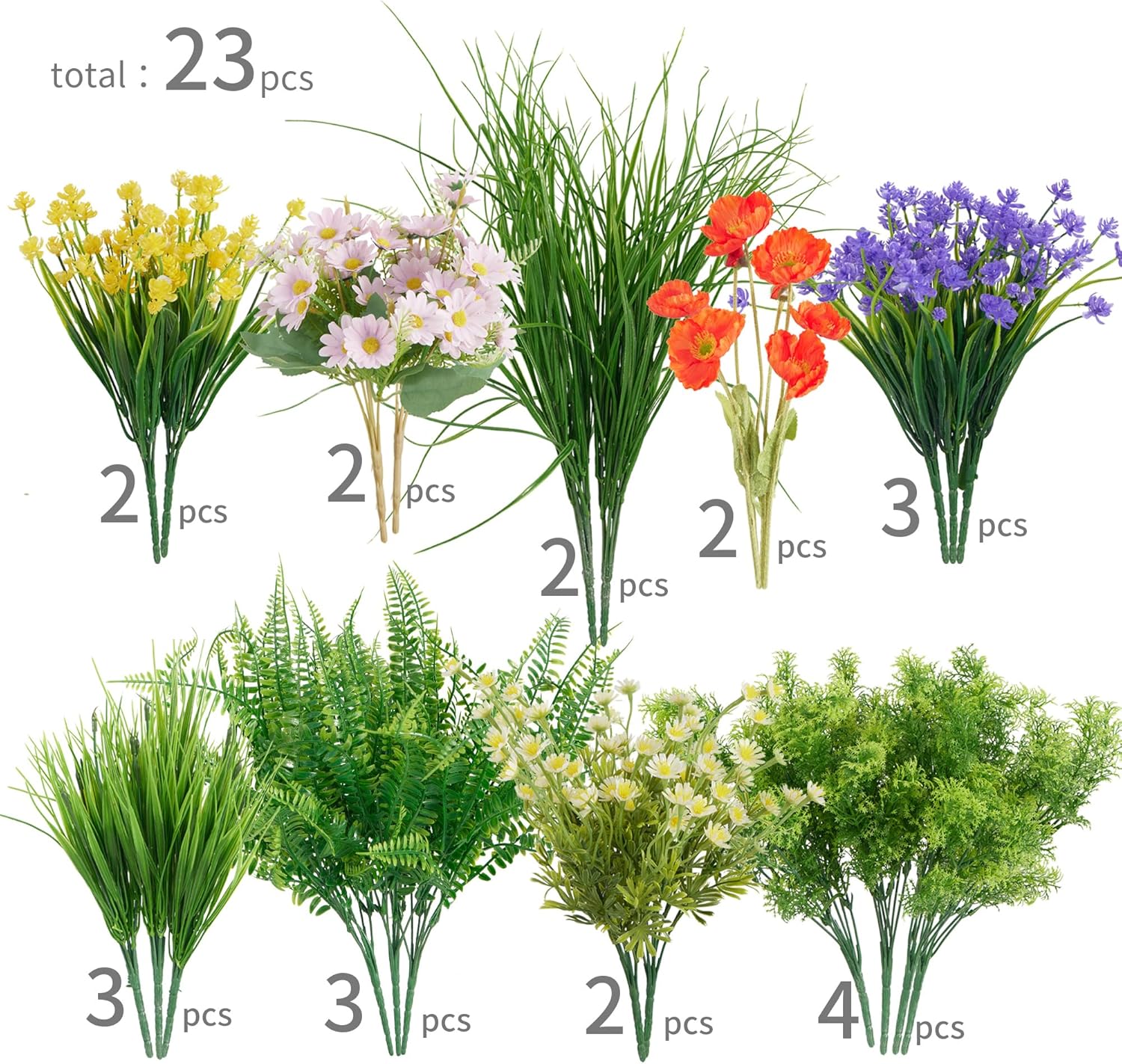 23Pcs UV Resistant Artificial Boxwood Plants for Home and Garden Decor