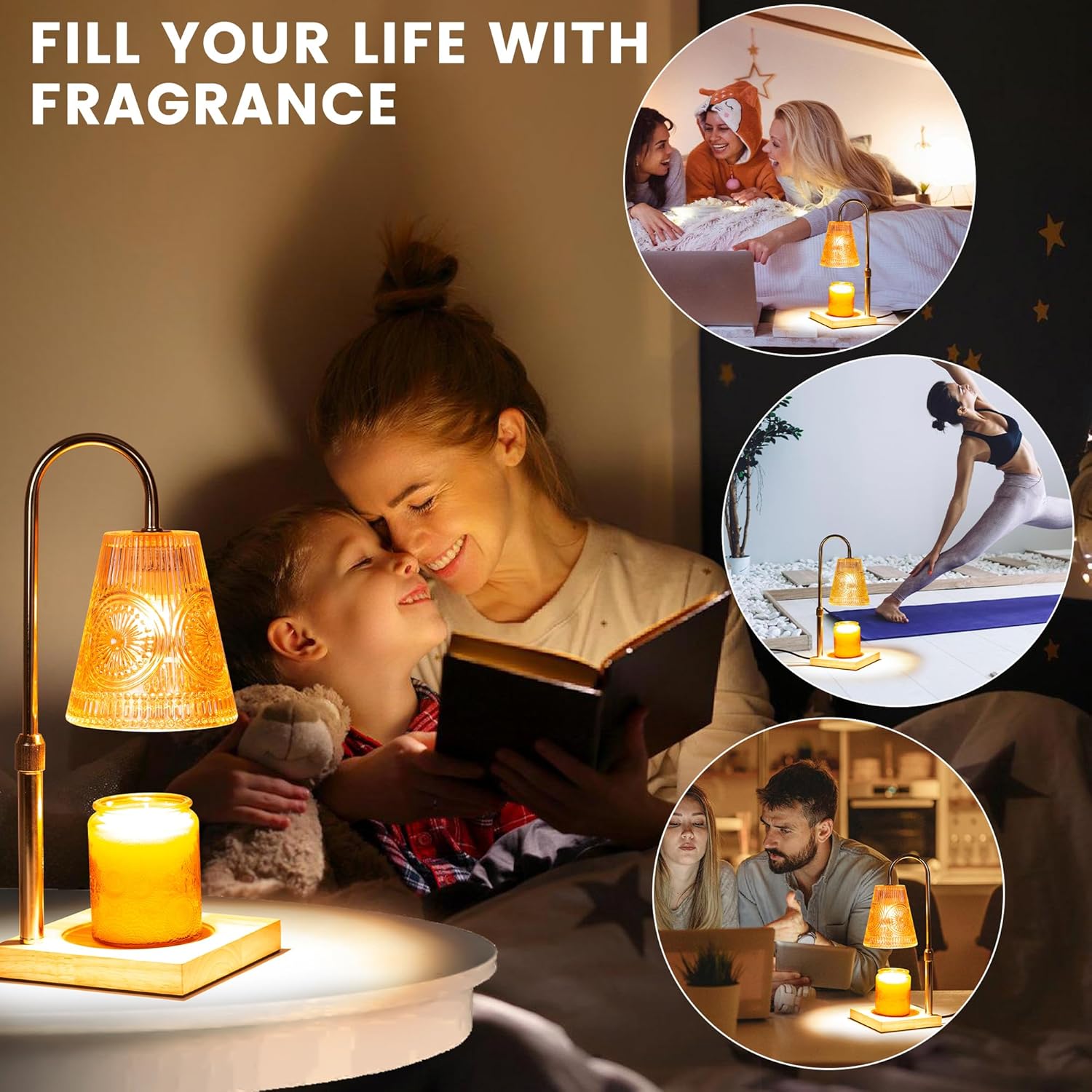 Elegant Candle Warmer Lamp with 2 Bulbs and Timer