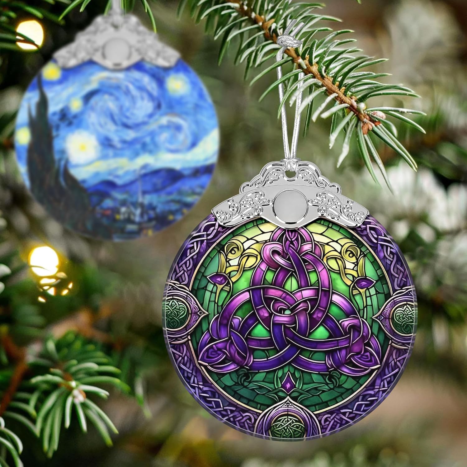 Celtic Knot Stained Glass Christmas Ornament