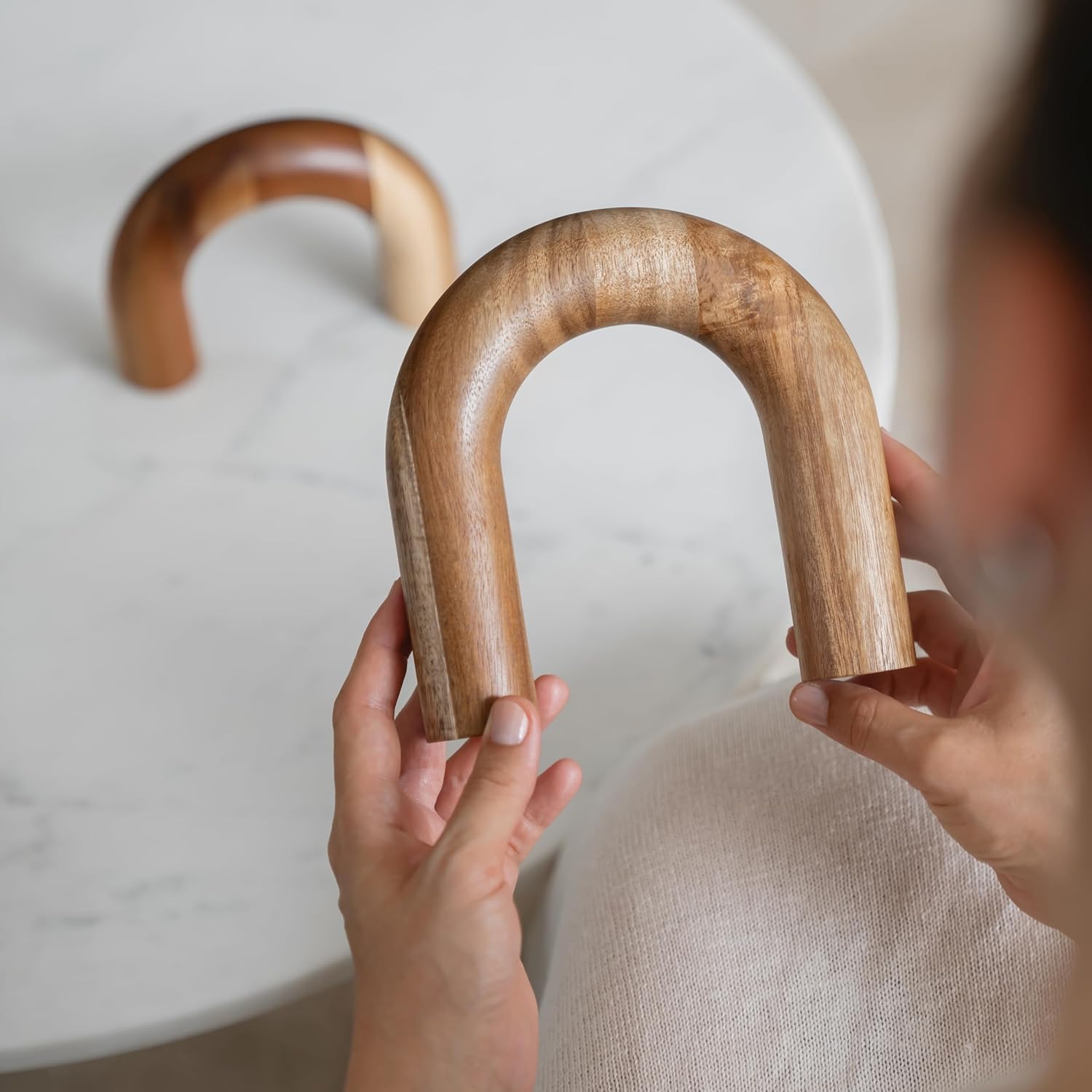 Wood Arch Bookshelf Decor - Modern Home Accent