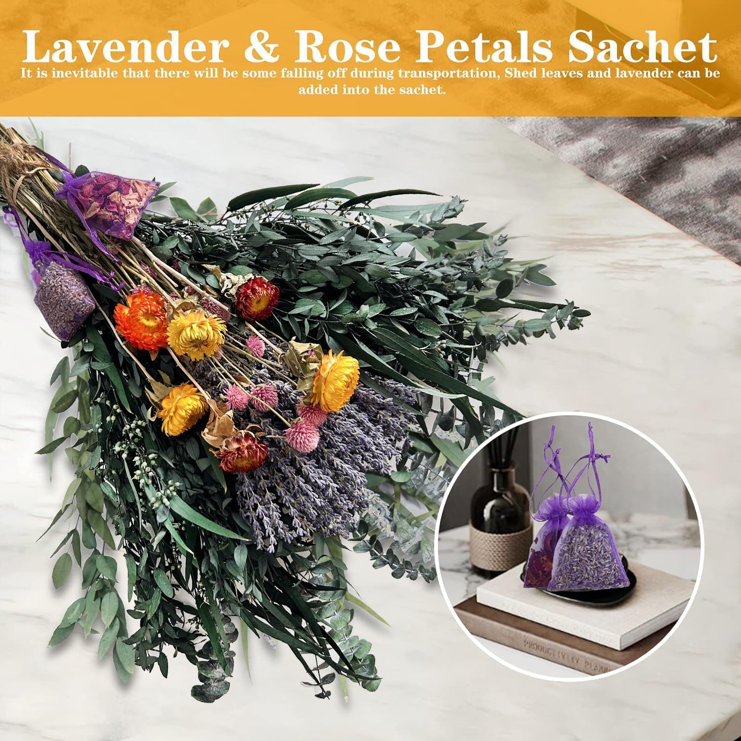 129 Pc Dried Eucalyptus Stems with Lavender Bundle