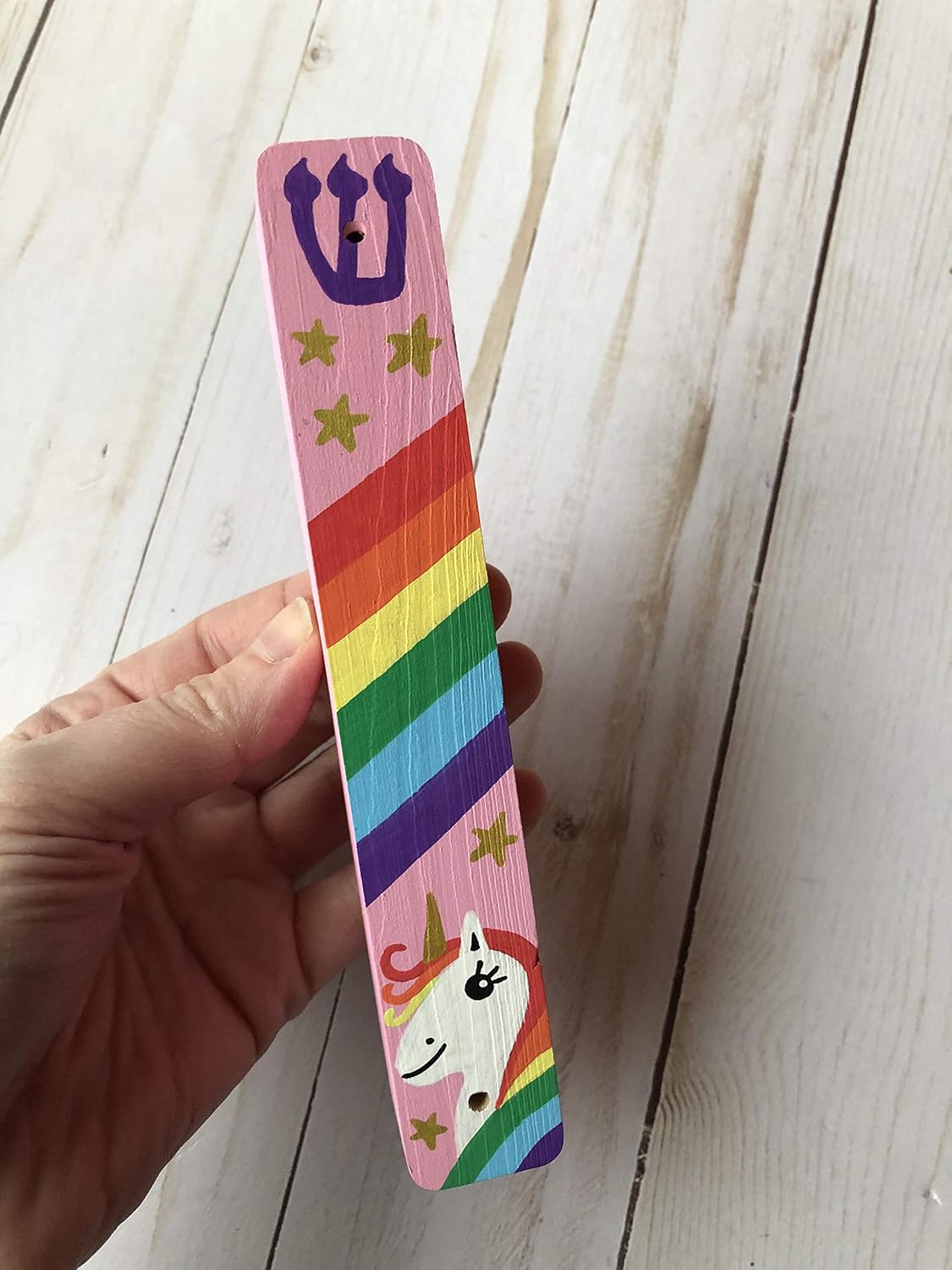Unicorn Mezuzah Decor Pink 6 Inch