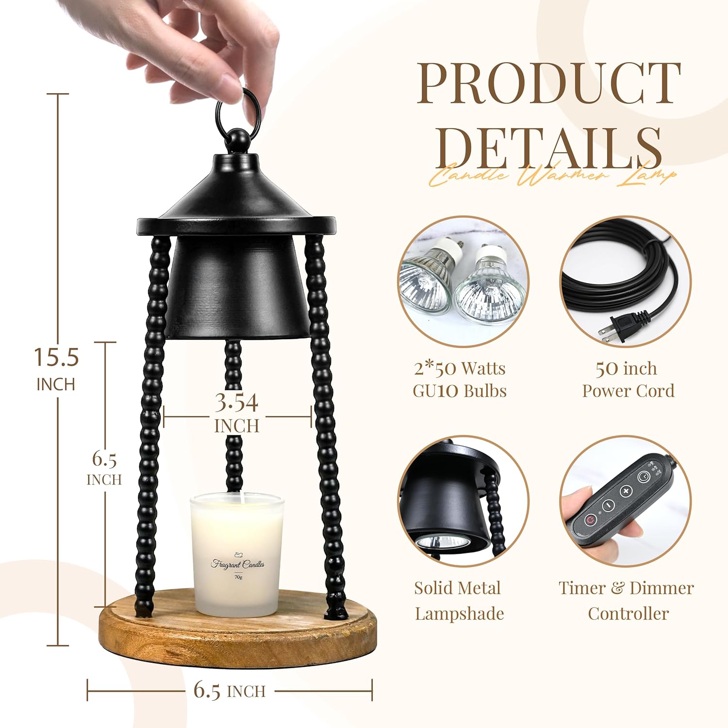 Lighthouse Candle Warmer Lamp with Timer and Dimmer