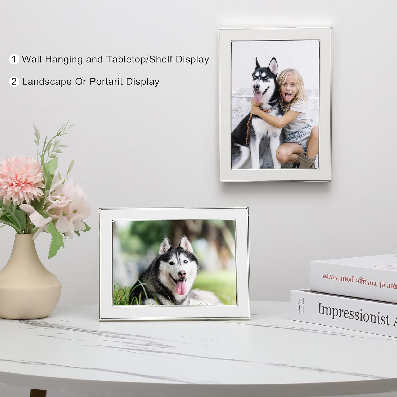YiPinYin 5x7 Silver Metal Edge Photo Frames Set of 2