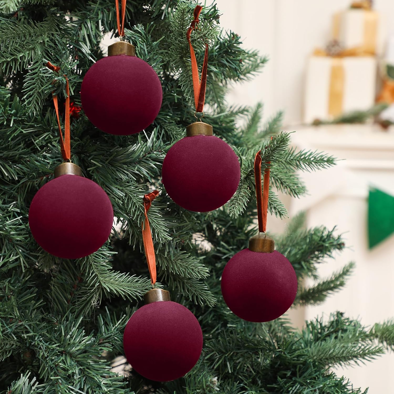 Liliful 15 Pcs Velvet Christmas Balls Decor