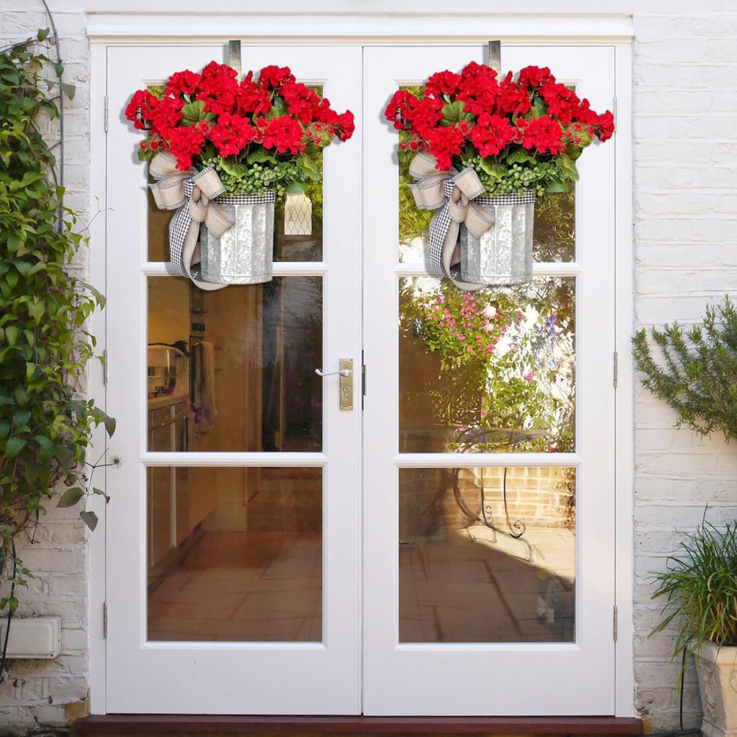 Artificial Hanging Flowers with Basket Wreath