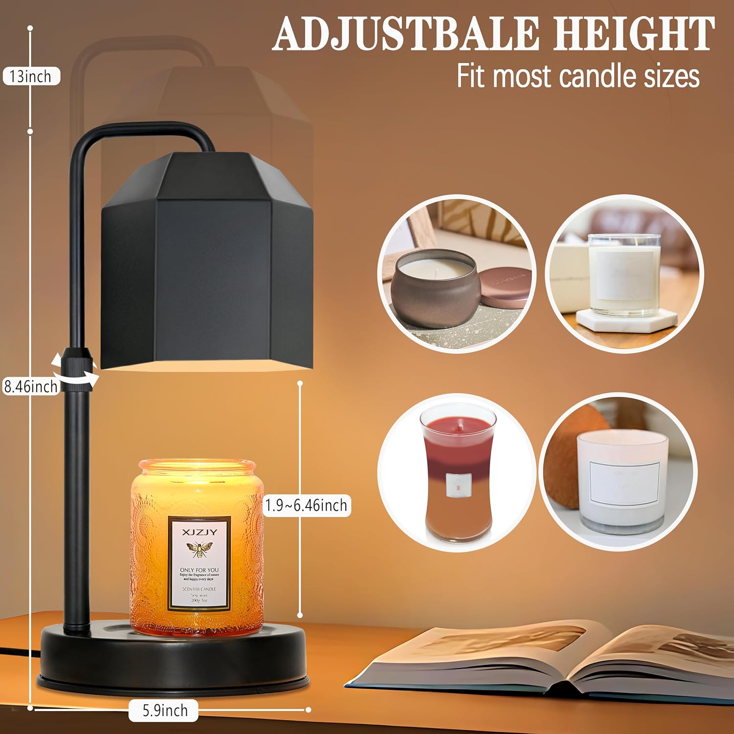 XJZJY Candle Warmer Lamp with Timer Dimmer Black
