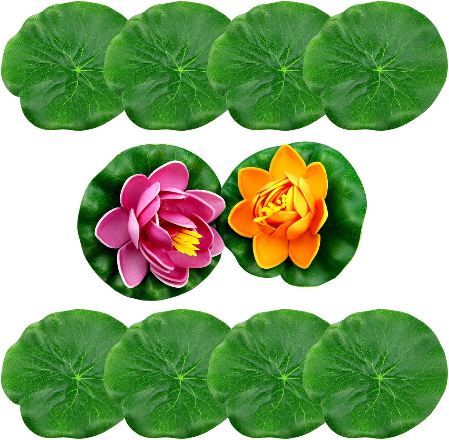 VAKTOK Artificial Pond Flowers 10PCS Decor Foam Water Lilies Lily Pads for Ponds Torus Plant Accessories