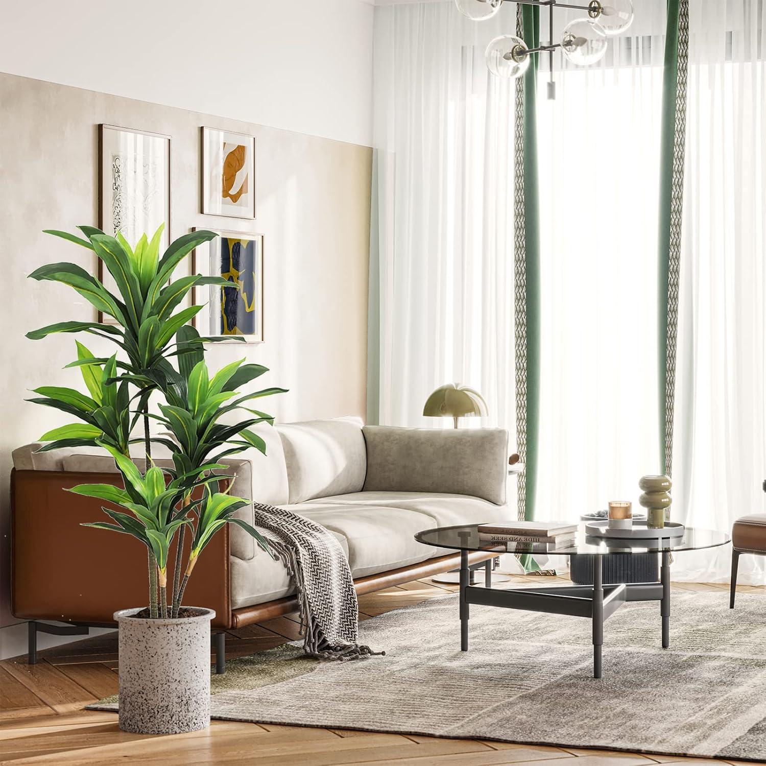 VIAGDO 4ft Artificial Dracaena Silk Plant Faux Tree for Home Decor