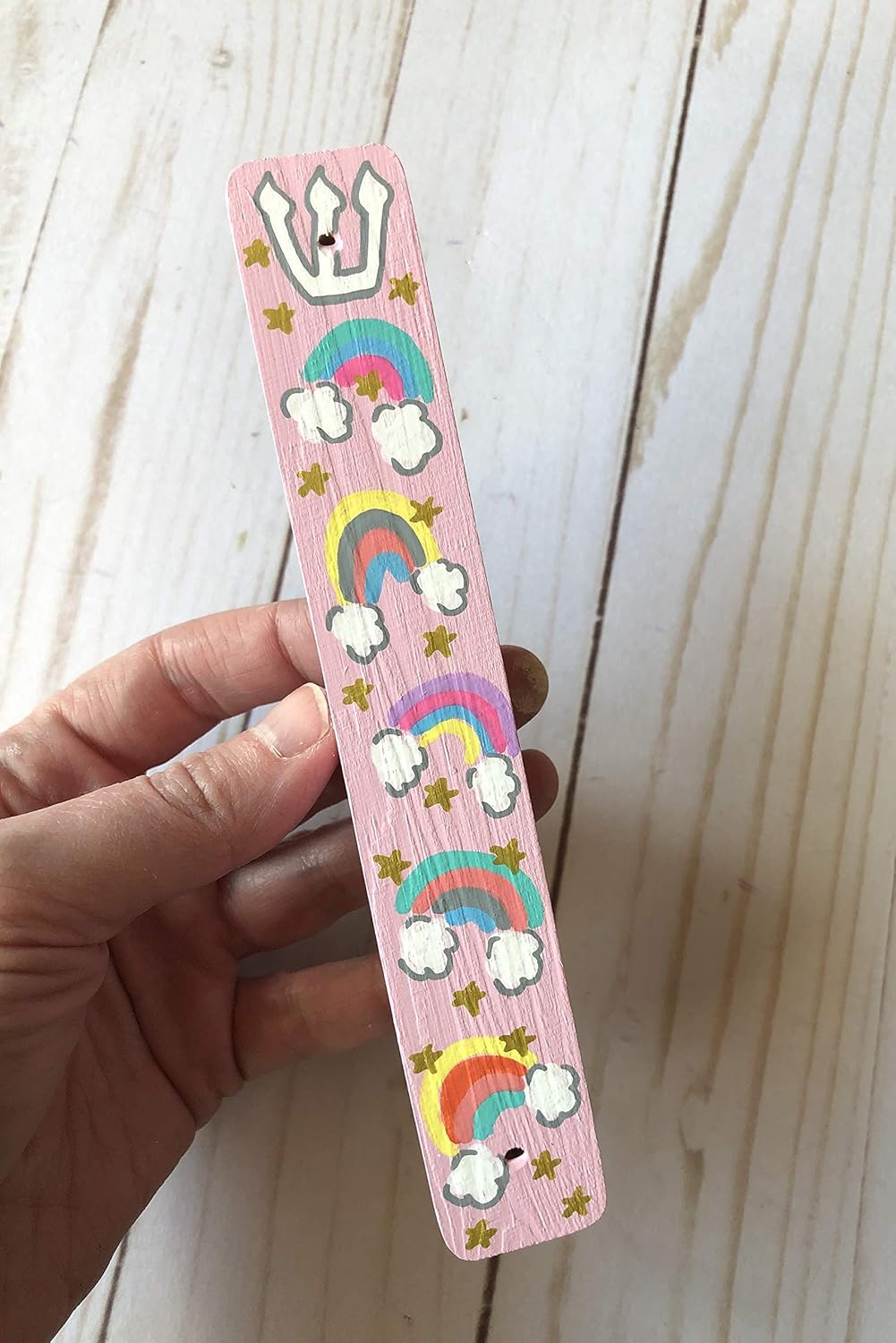 Rainbow Mezuzah Scroll Case for Jewish Baby Girl