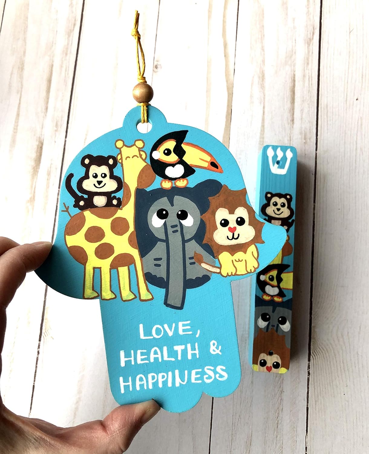 Lea Joelle Hamsa and Mezuzah Gift Set Light Blue