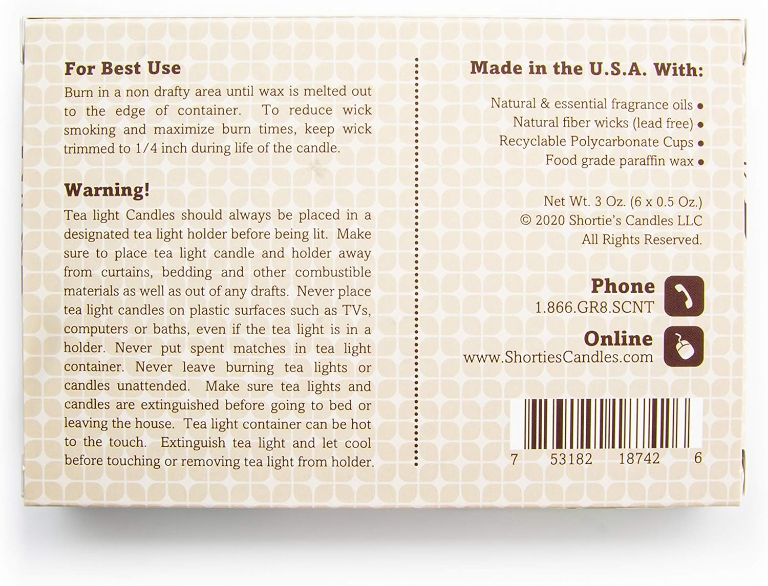 Pure Sandalwood Tealight Candles - 6 Pack Made in USA