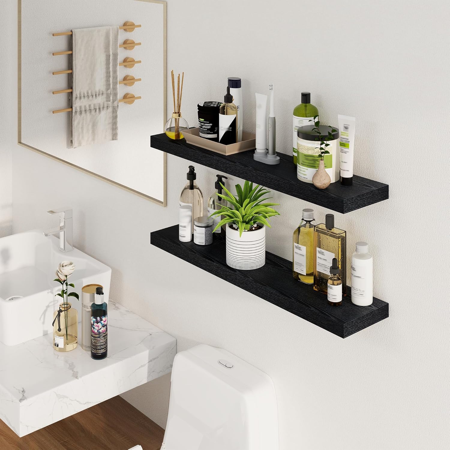 Fun Memories Floating Shelves Set of 2 36 Inch Black