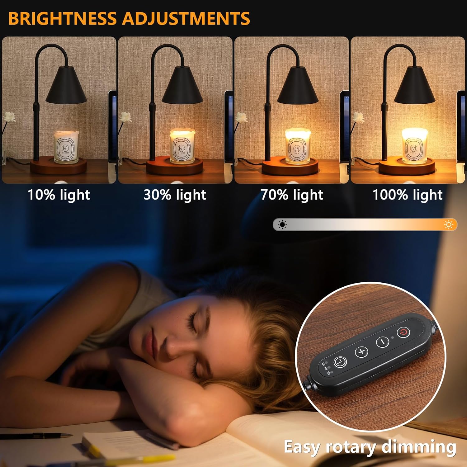 Black Candle Warmer Lamp with Timer and Dimmer
