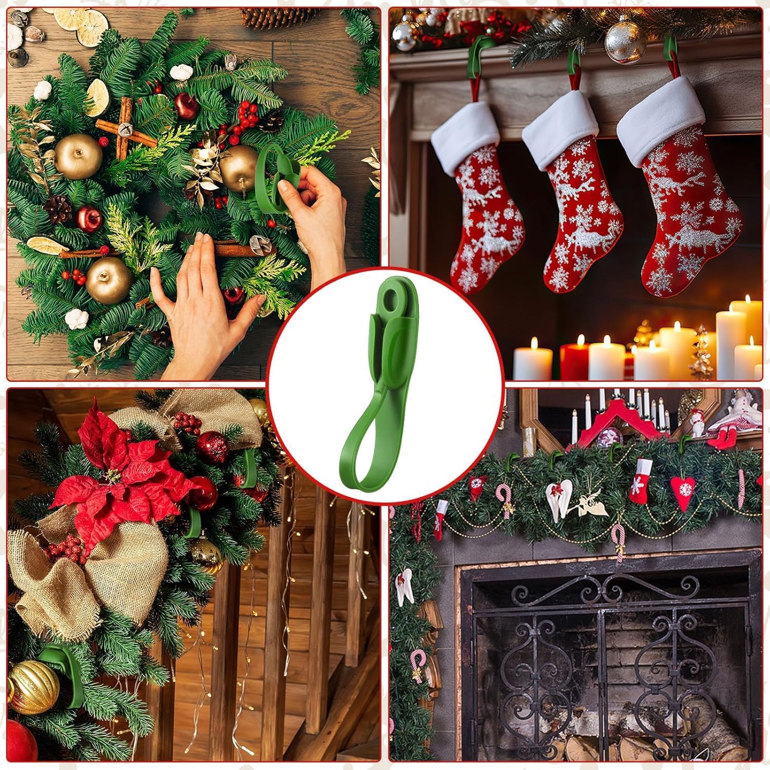 Reusable Christmas Wreath Hanger Set of 12