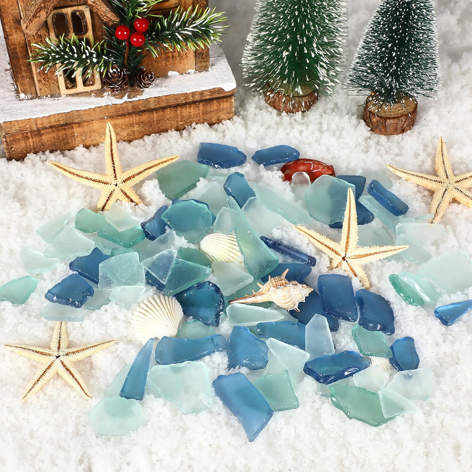 Jetec Sea Glass Vase Filler Decor Blue White Green
